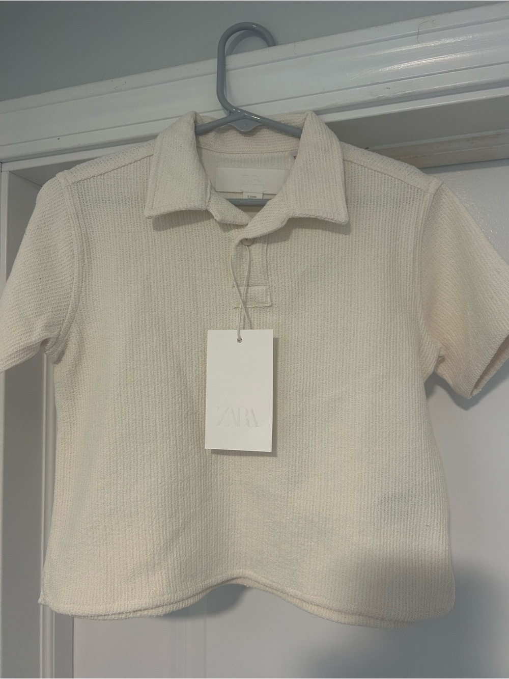 Zara Cream Short-Sleeve Knit Polo for Kids